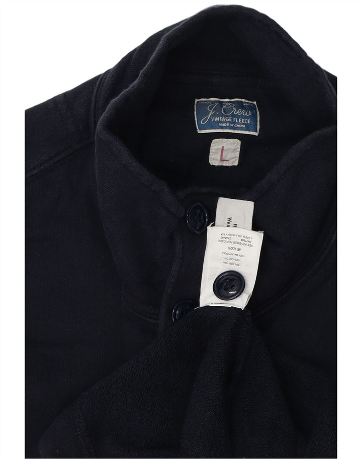 J. CREW Ανδρική φούτερ με λαιμόκοψη με κουμπιά πουκάμισο με μεγάλο μπλε ναυτικό βαμβακερό
