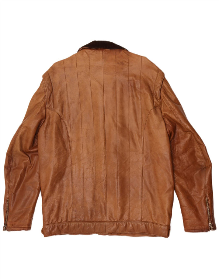 Vintage Ανδρικό Στρατιωτικό Δερμάτινο Μπουφάν IT 54 2XL Καφέ Colourblock