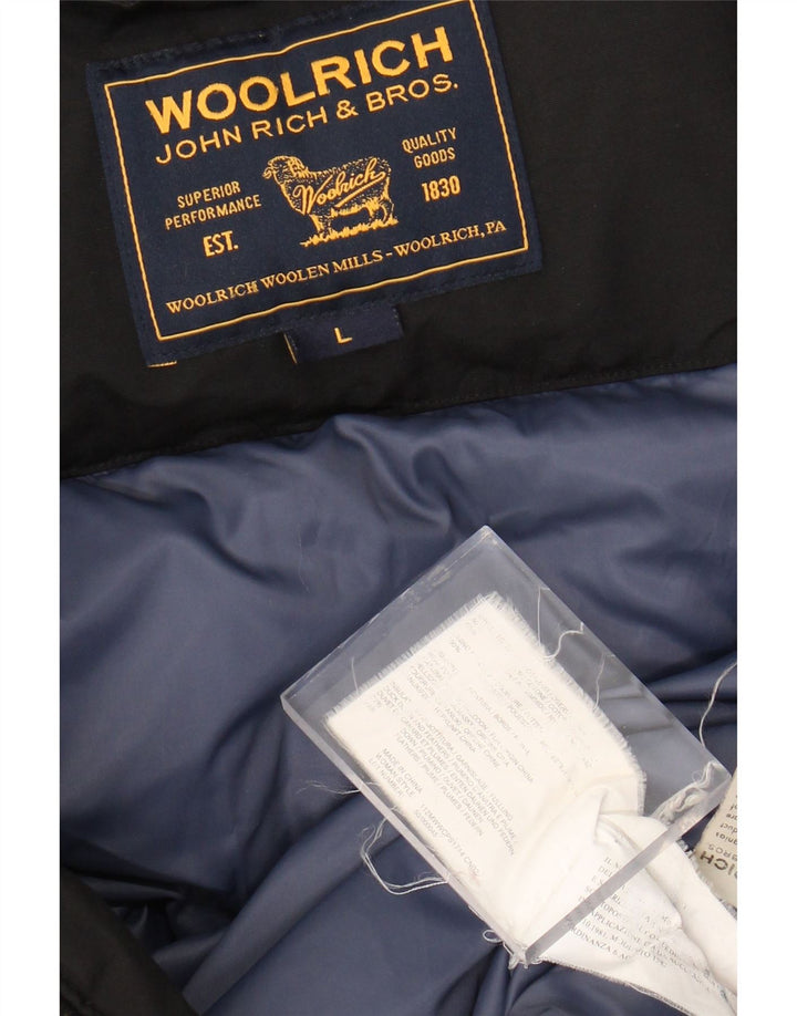Woolrich Γυναικείο παλτό με επένδυση UK 14 μεγάλο μαύρο βαμβακερό