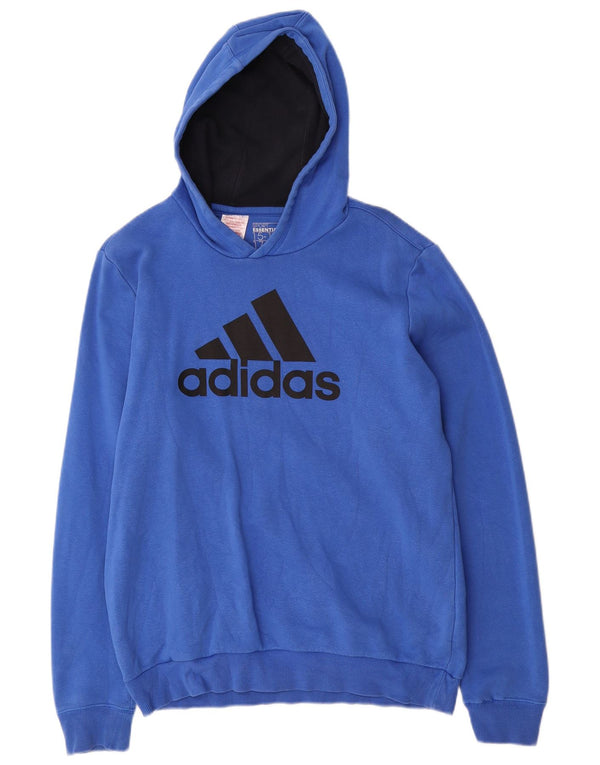 Adidas Boys Graphic Hoodie Jumper 15-16 ετών Μπλε βαμβακερό