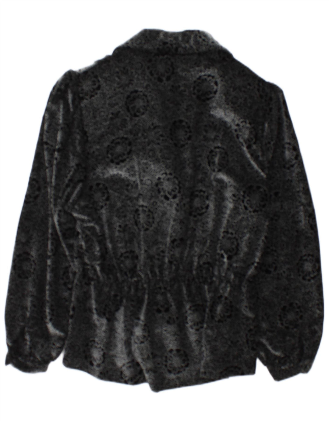Vintage γυναικείο σακάκι 2 κουμπιών UK 14 Medium Black Floral
