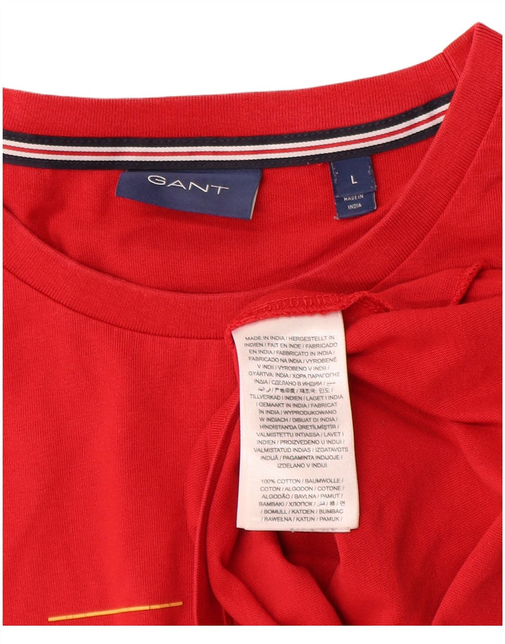 Ανδρικό γραφικό T-Shirt Gant Top μεγάλο κόκκινο βαμβακερό