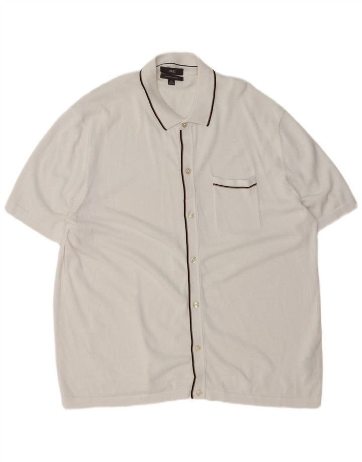 Ανδρικό πουλόβερ ζακέτα με κοντό μανίκι Marks & Spencer 2XL White Modal