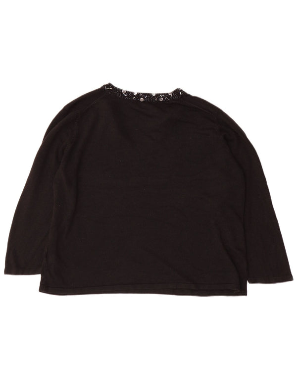 Marks & Spencer Γυναικείο πουλόβερ με λαιμόκοψη 3/4 μανίκια UK 22 3XL Μαύρο