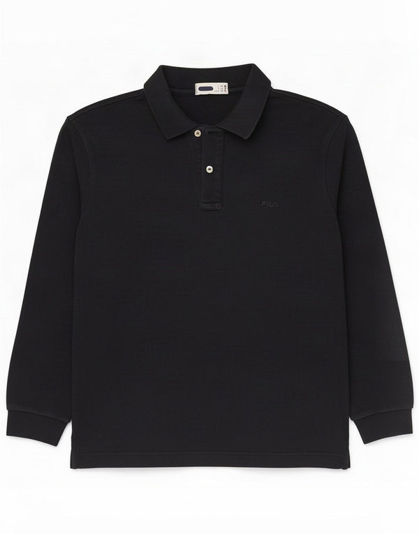 Fila Mens Long Sleeve Polo Shirt IT 48 Small Black Cotton