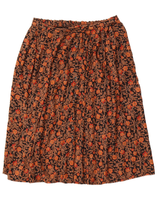 Vintage γυναικεία ψηλόμεση A-line φούστα IT 56 4XL W36 Καφέ Floral