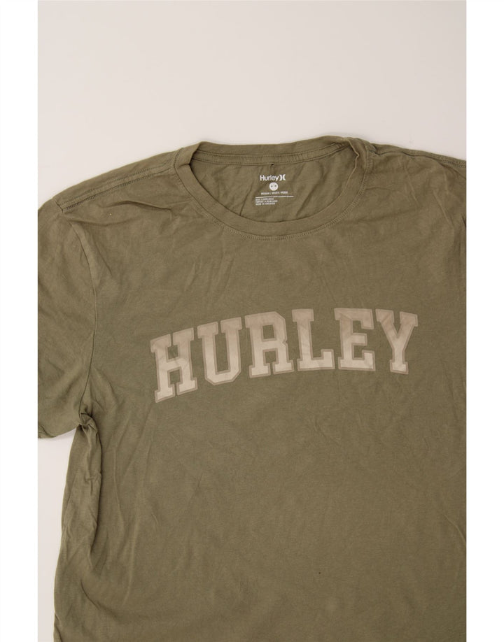 HURLEY Mens Graphic T-Shirt Top Medium Khaki Cotton Vintage Hurley and Second-Hand Hurley from Messina Hembry 