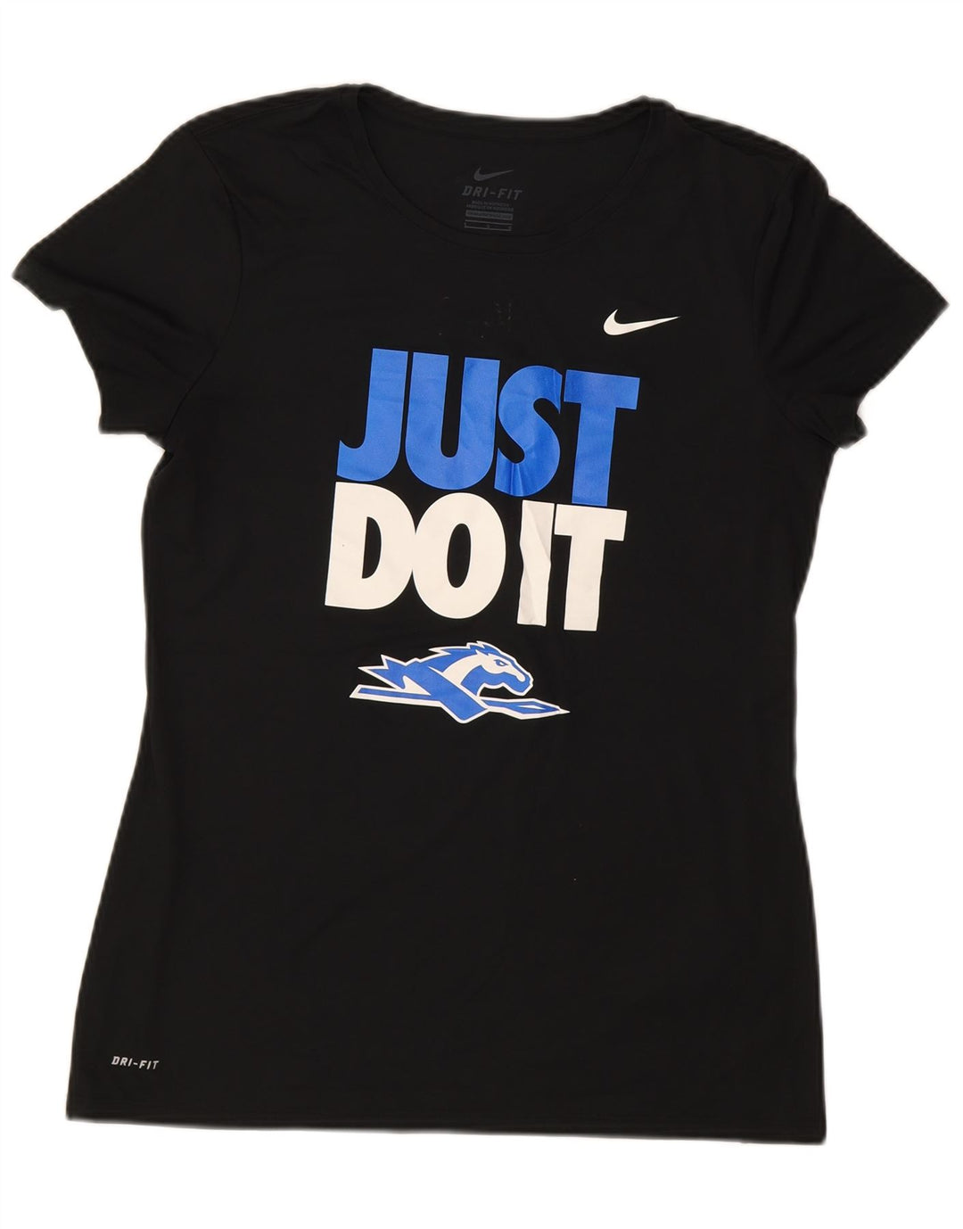 Γυναικείο γραφικό μπλουζάκι NIKE Dri Fit Top UK 14 μεγάλο μαύρο πολυεστέρα