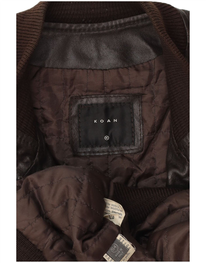 Koan Ανδρικό Bomber Δερμάτινο Μπουφάν IT 54 2XL Καφέ Δερμάτινο