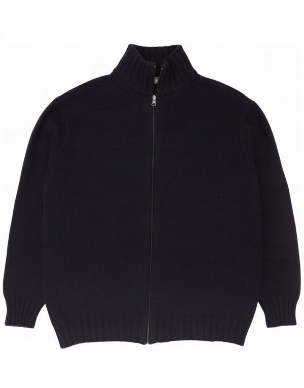 Zara Ανδρικό πουλόβερ ζακέτα με φερμουάρ XL Navy Blue Wool