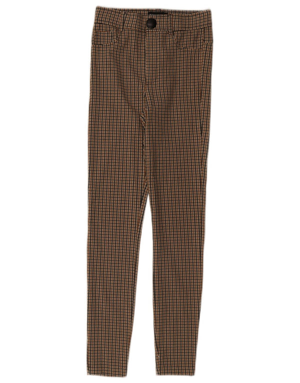 Zara Γυναικείο Slim Casual Παντελόνι XS W24 L27 Καφέ Houndstooth