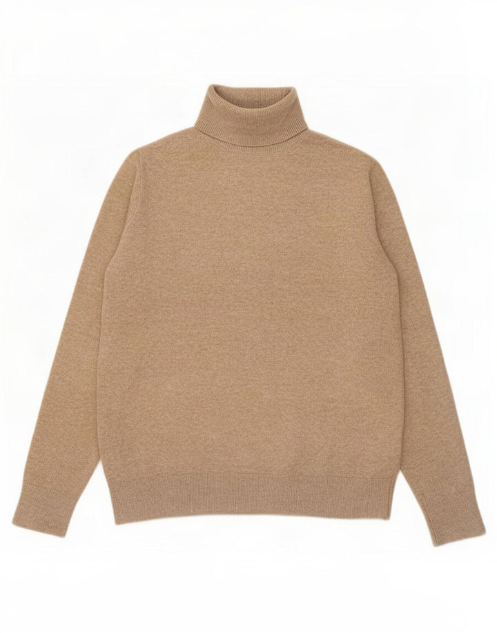 Marks & Spencer Γυναικείο πουλόβερ με ρολό λαιμόκοψη UK 10 Small Beige Polyester