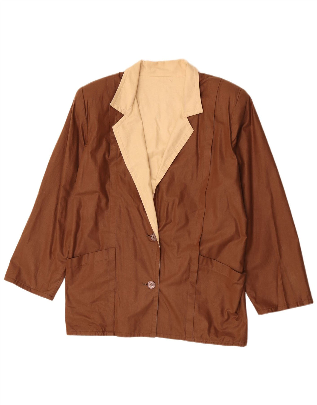 Vintage γυναικείο σακάκι με 2 κουμπιά σακάκι UK 16 Large Brown Colourblock