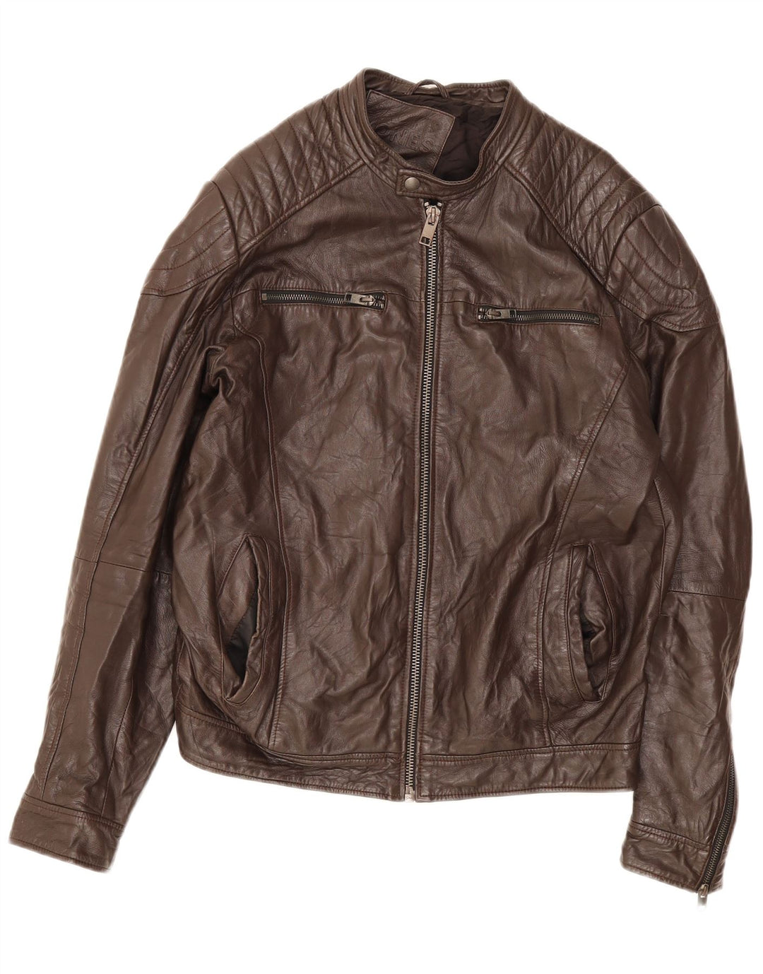 Jack & Jones Ανδρικό Δερμάτινο Μπουφάν UK 40 Large Brown