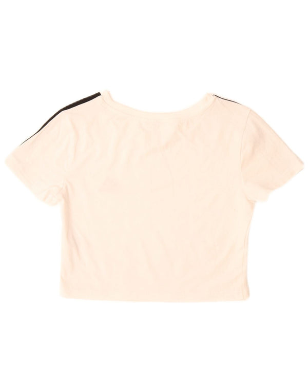 Γυναικείο T-Shirt Adidas Crop Top UK 12/14 Μεσαίο λευκό βαμβακερό