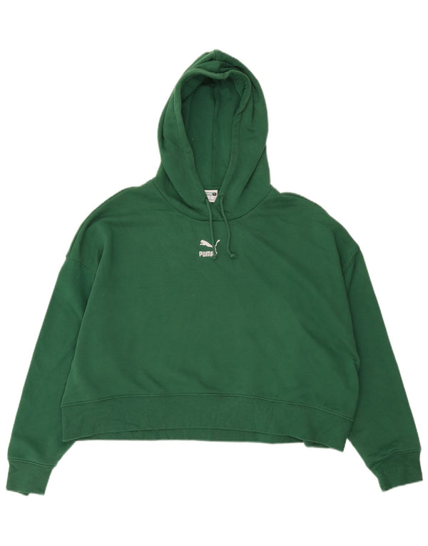 Puma Womens Crop Hoodie Jumper UK 20 2XL Πράσινο βαμβακερό