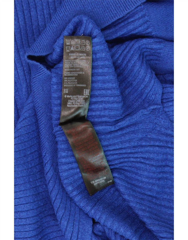Marks & Spencer Γυναικείο πουλόβερ με φερμουάρ UK 10 Small Blue Viscose