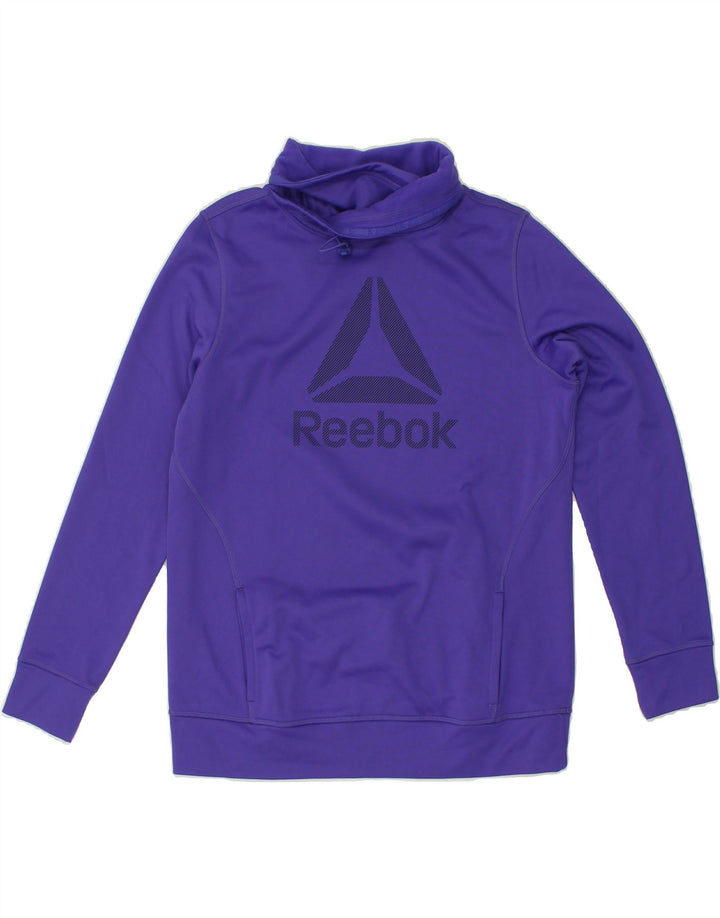 REEBOK Womens Graphic Sweatshirt Jumper UK 16 Large Purple Vintage Reebok and Second-Hand Reebok from Messina Hembry 