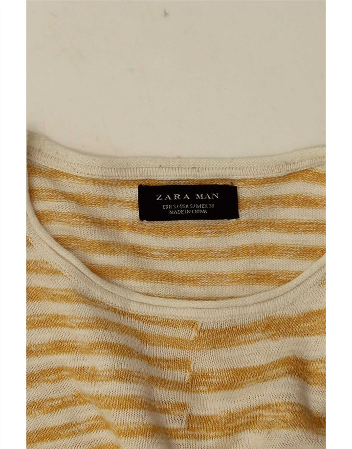 Zara Ανδρικό T-Shirt Top Μικρό κίτρινο ριγέ
