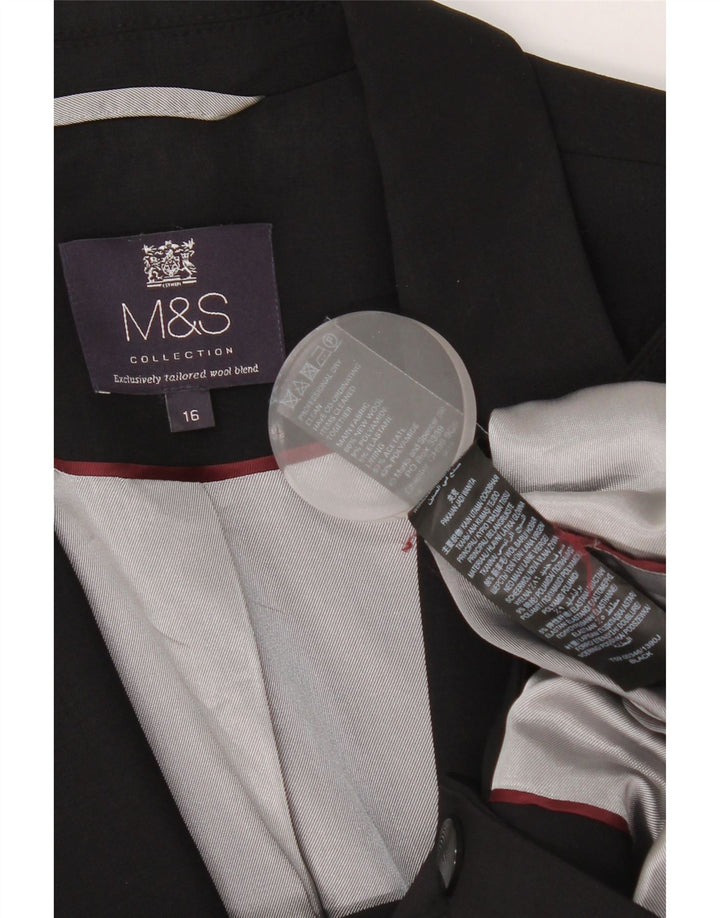 Marks & Spencer Γυναικείο σακάκι σακάκι με 1 κουμπί UK 16 μεγάλο μαύρο νέο μαλλί