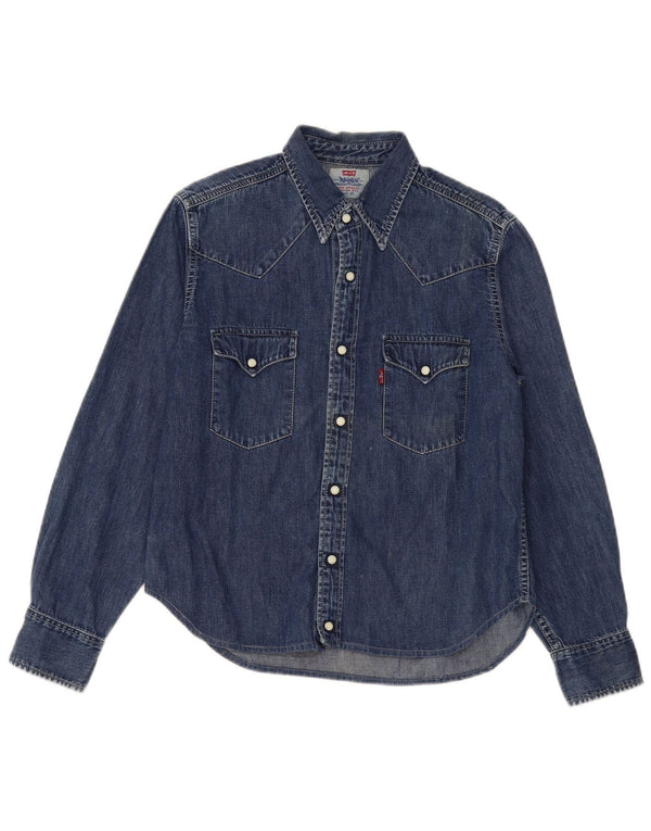 Levi's Boys denim πουκάμισο 15-16 ετών Small Navy Blue από βαμβάκι