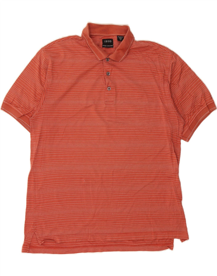 IZOD Mens Polo Shirt Medium Maroon Pinstripe Cotton Vintage Izod and Second-Hand Izod from Messina Hembry 