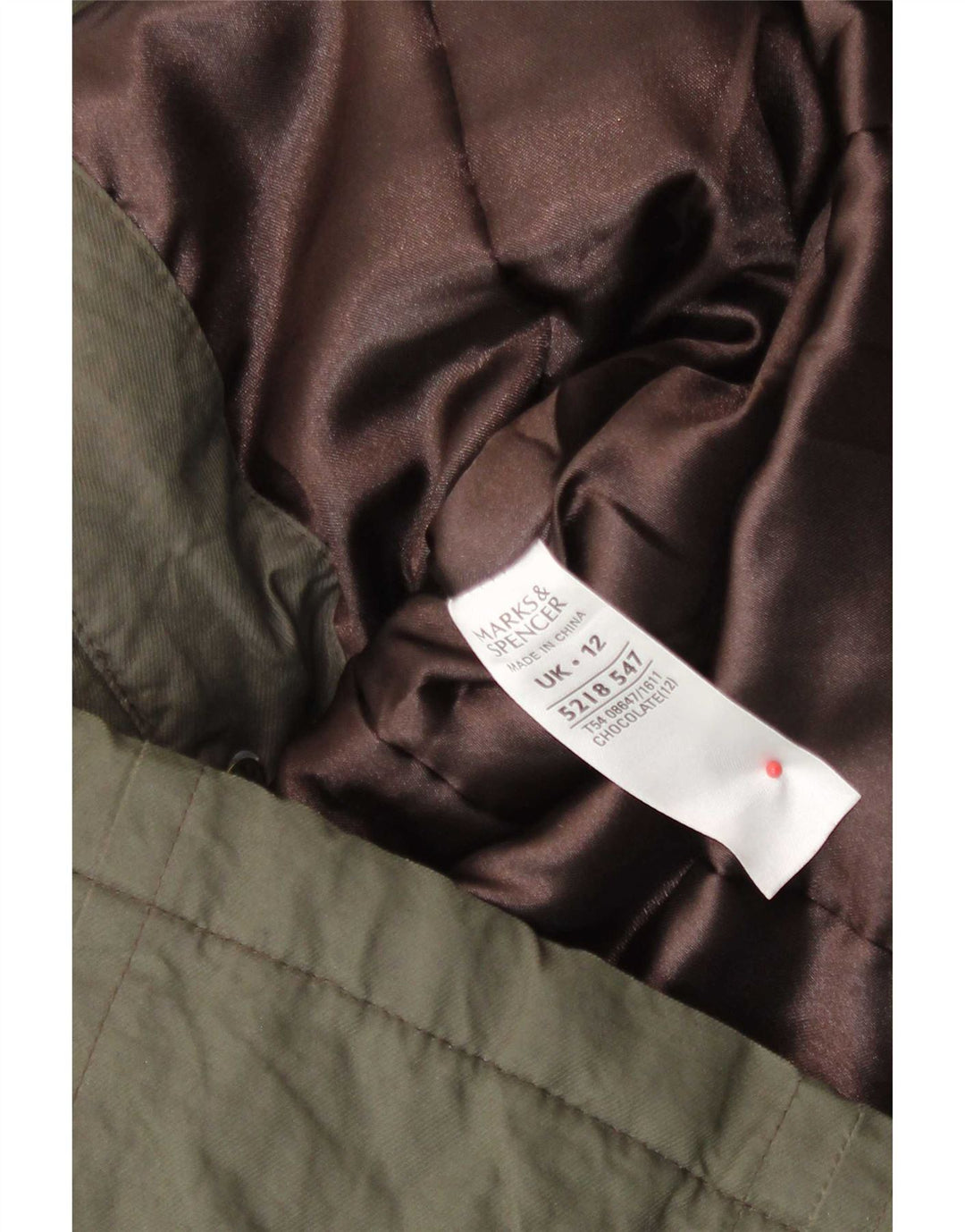 Marks & Spencer Womens Hooded Parka Jacket UK 12 Medium Khaki Cotton