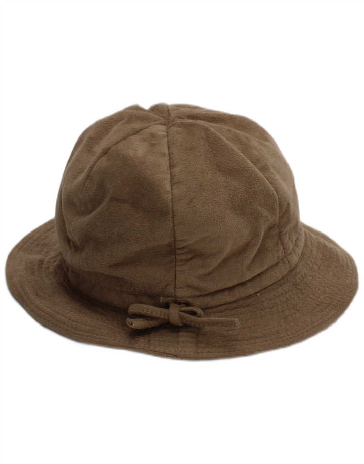 Vintage γυναικείο ψεύτικο καστόρι κουβά καπέλο One Size Beige Polyester