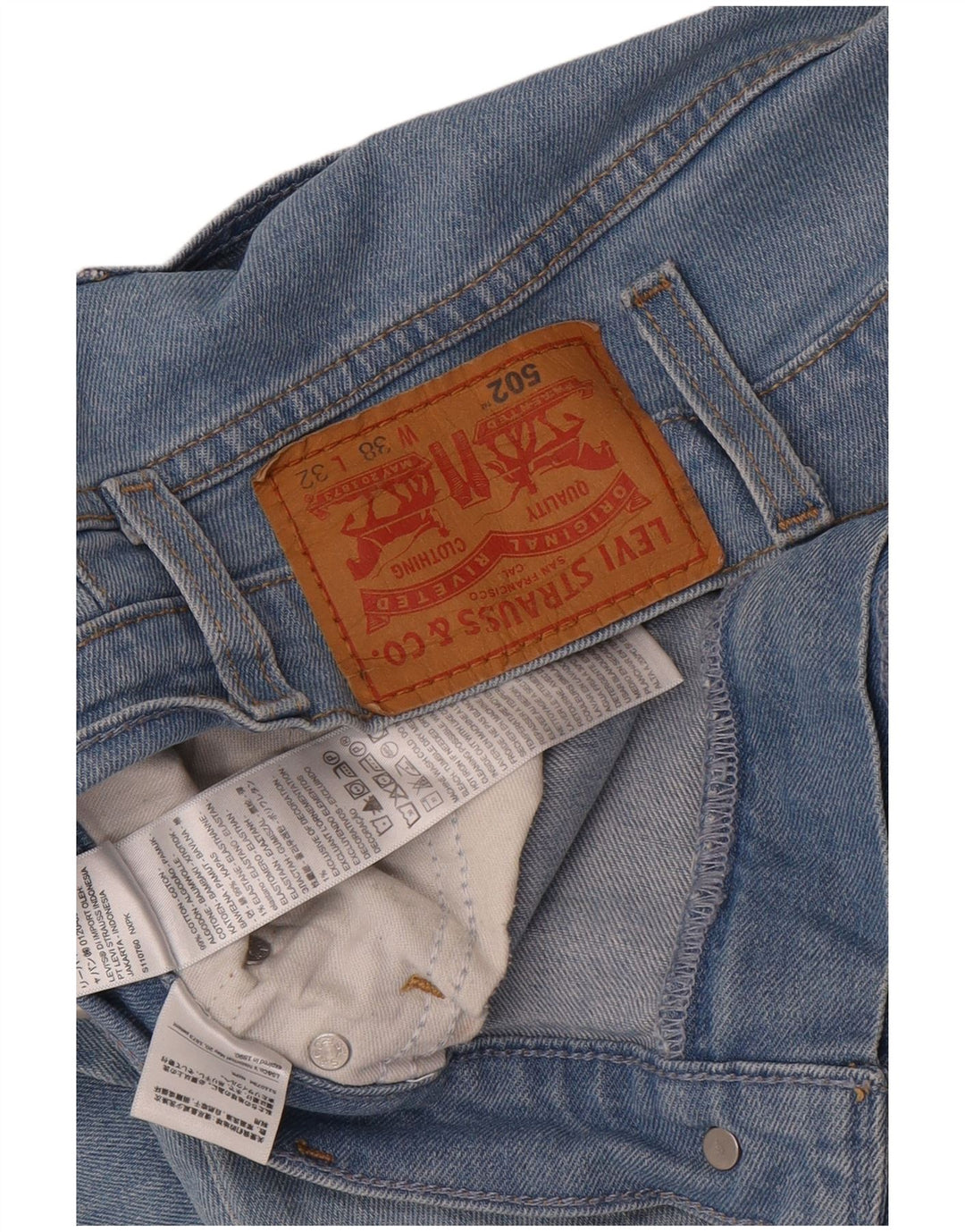 Levi's Mens 502 Tapered Jeans W38 L32 Blue Cotton