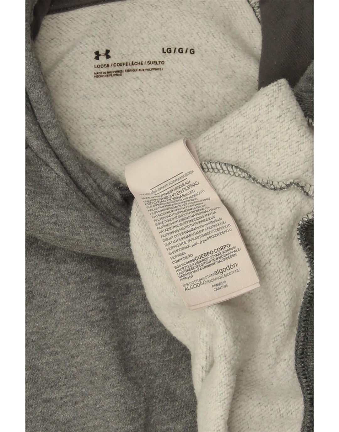 UNDER ARMOR Ανδρικό φούτερ με κουκούλα, μεγάλο γκρι βαμβακερό