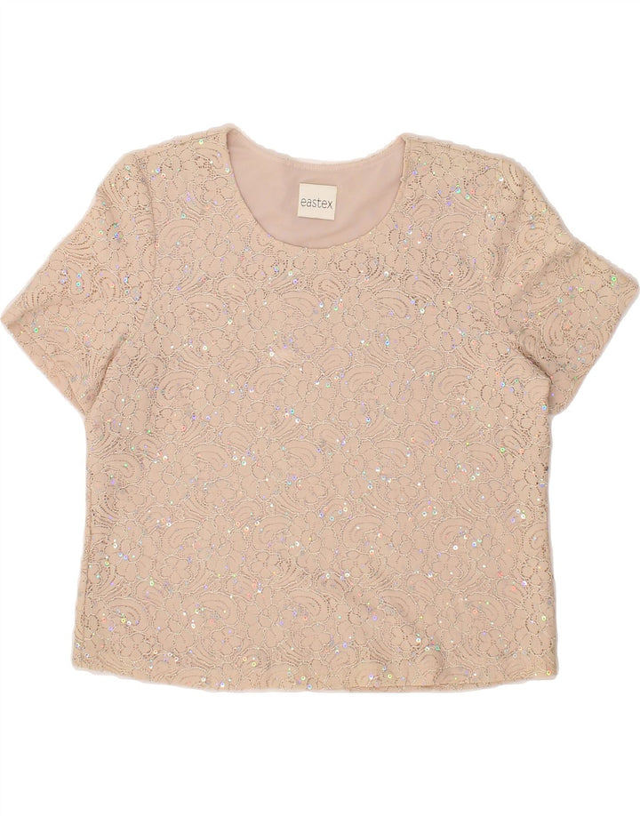 EASTEX Womens Blouse Top UK 12 Medium Beige Nylon Vintage Eastex and Second-Hand Eastex from Messina Hembry 