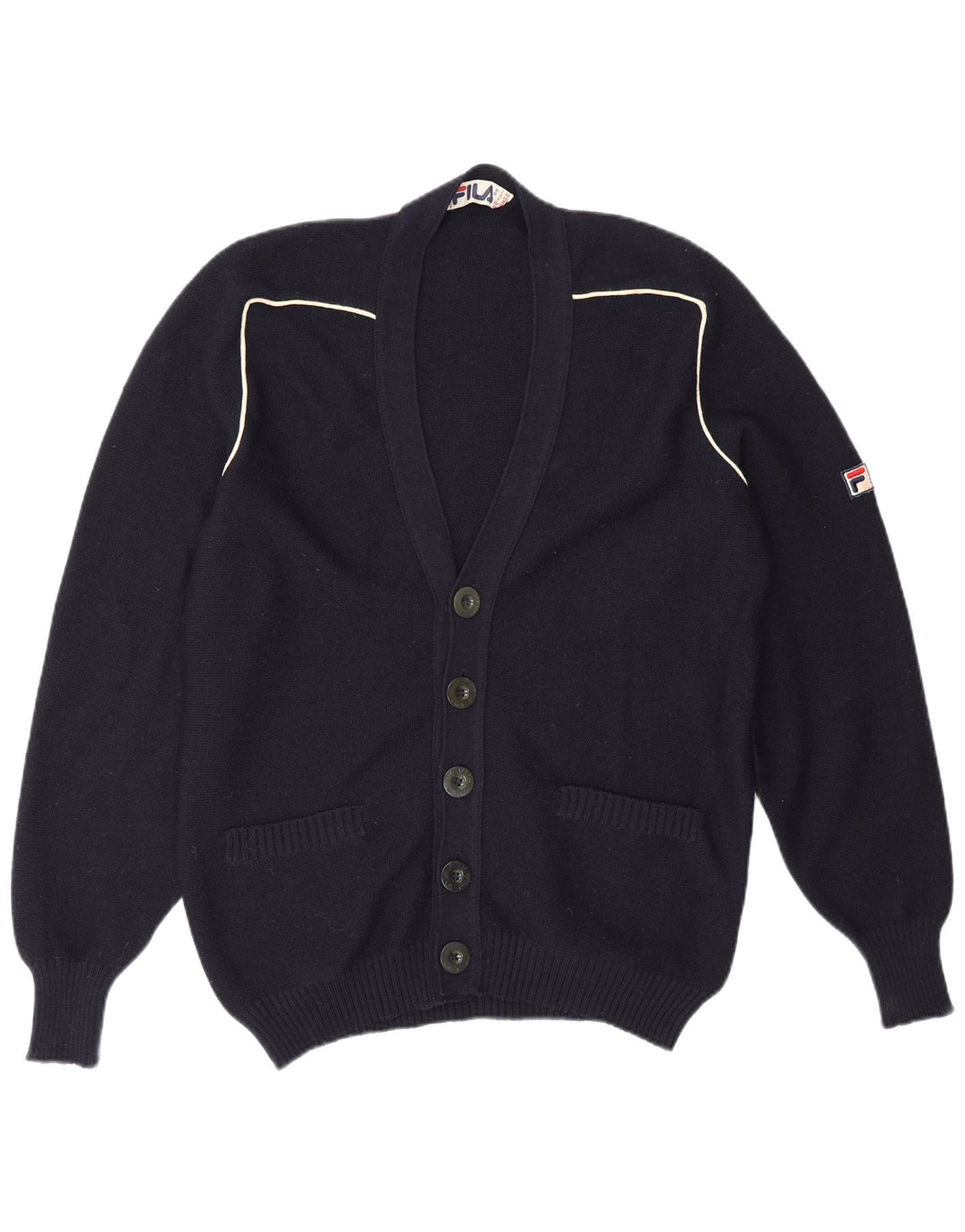 Ανδρικό πουλόβερ ζακέτα Fila IT 48 Medium Navy Blue Wool