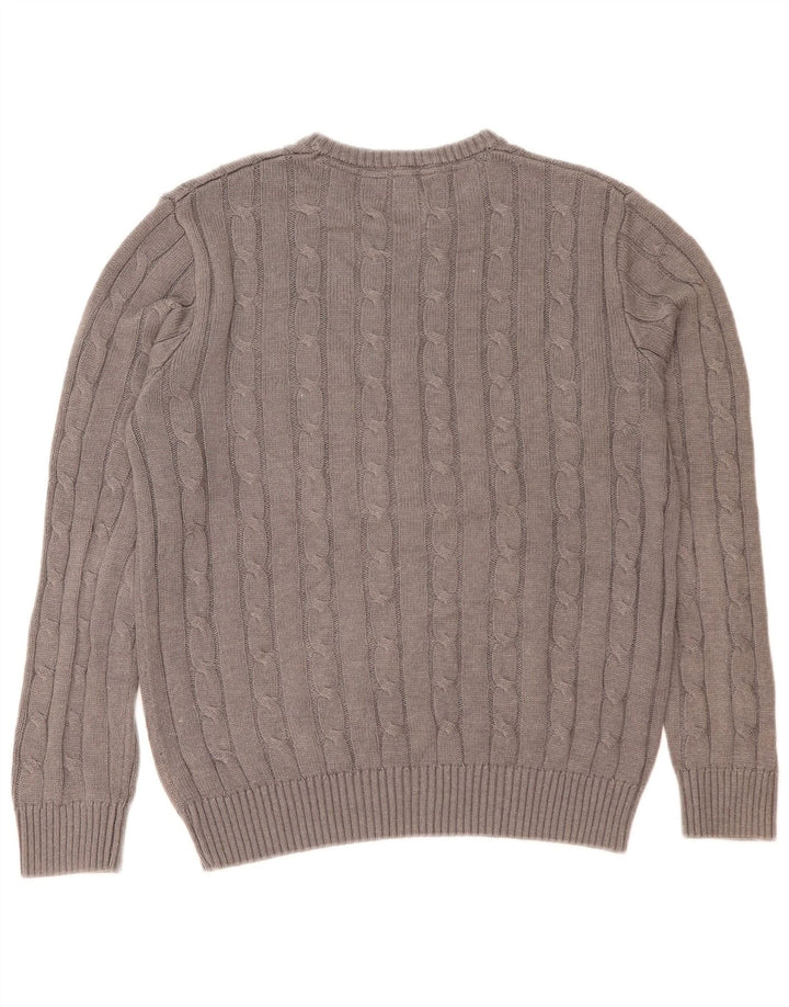 Crew Clothing Ανδρικό πουλόβερ με λαιμόκαυστο, μεσαίο γκρι βαμβακερό