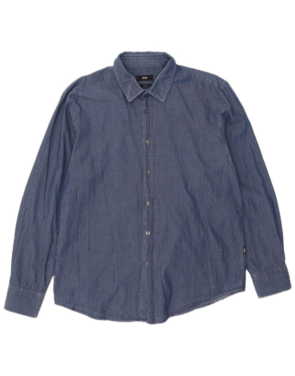Ανδρικό πουκάμισο Hugo Boss Slim Fit 2XL Μπλε Argyle/Βαμβακερό Διαμάντι