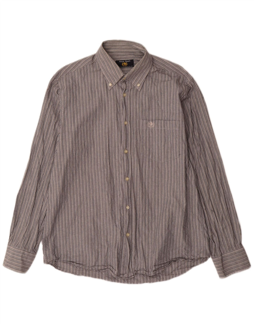 ASCOT SPORTS Ανδρικό πουκάμισο μεγάλο γκρι ριγέ βαμβακερό