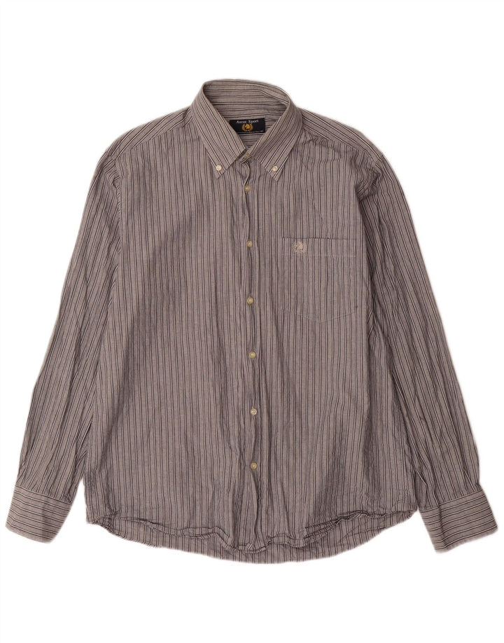 ASCOT SPORTS Ανδρικό πουκάμισο μεγάλο γκρι ριγέ βαμβακερό