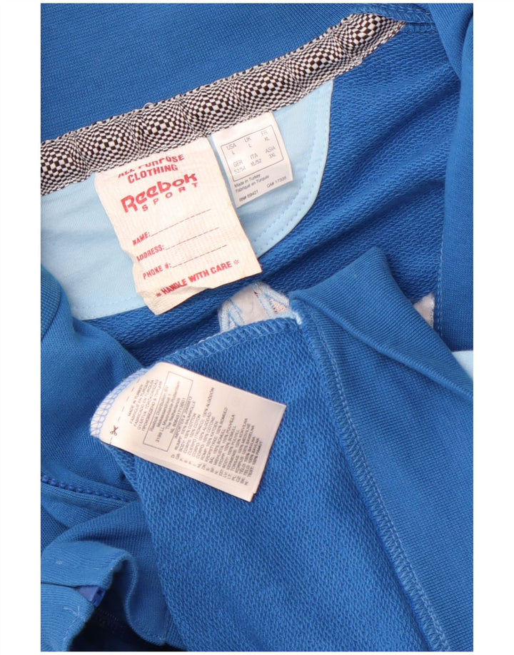 Ανδρική φόρμα φόρμας Reebok με γραφικό φόρεμα Top Jacket μεγάλο μπλε χρώμα, βαμβακερό