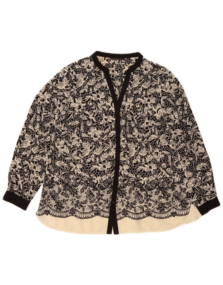 Marks & Spencer Γυναικείο πουκάμισο Μπλούζα UK 20 2XL Μαύρο Floral Πολυεστέρας