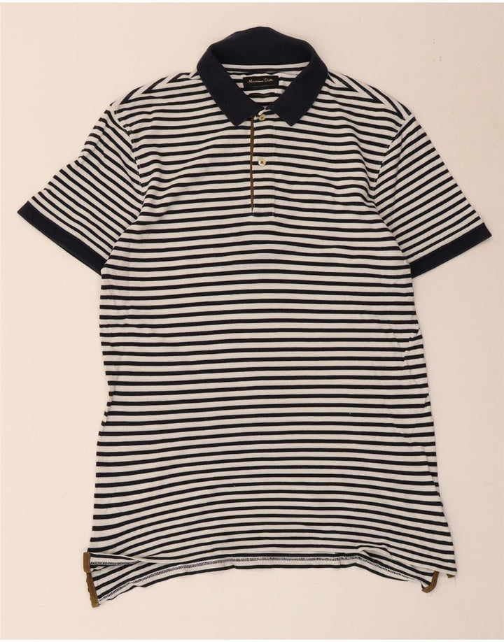 Ανδρικό πουκάμισο πόλο Massimo Dutti, μεγάλο λευκό ριγέ βαμβακερό