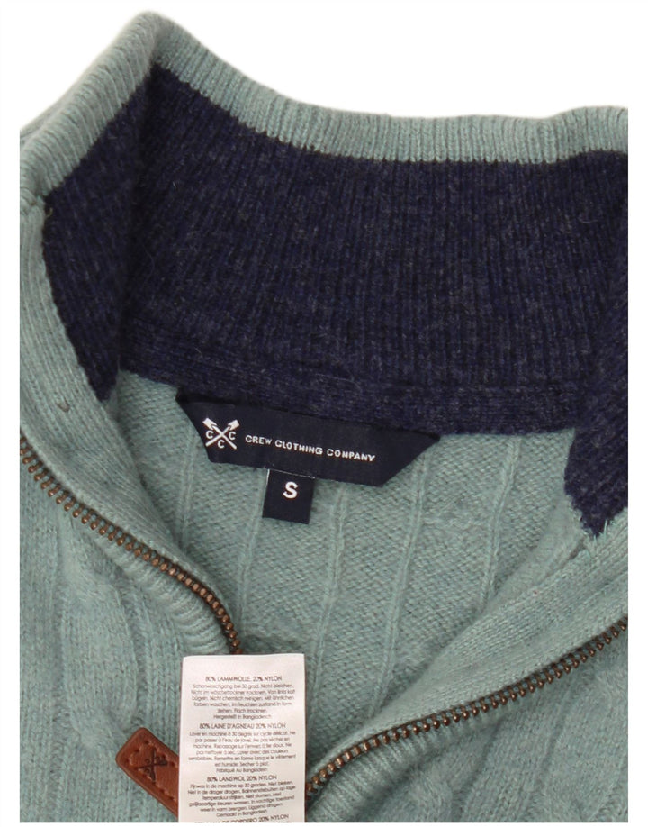 Crew Clothing Ανδρικό πουλόβερ με λαιμόκοψη με φερμουάρ Μικρό πράσινο μαλλί