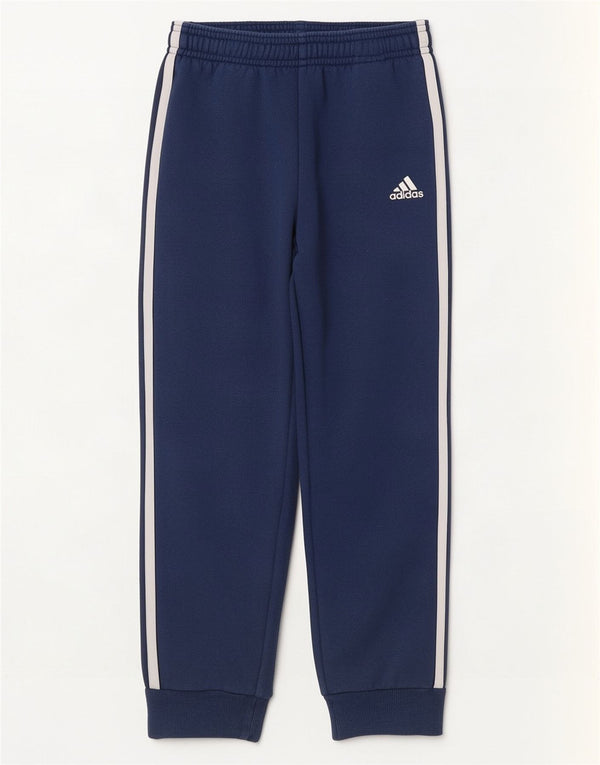 Adidas Boys Tracksuit Trousers Joggers 6-7 Years Navy Blue Cotton