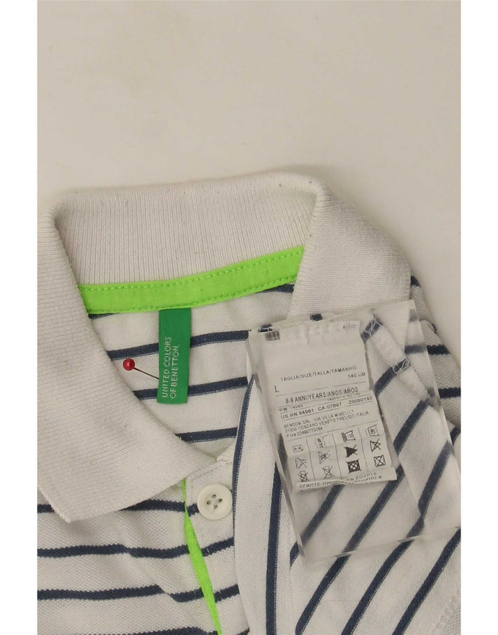 Μπλουζάκι Benetton Boys Polo 8-9 ετών Μεγάλο Λευκό Ριγέ Πολυεστέρας