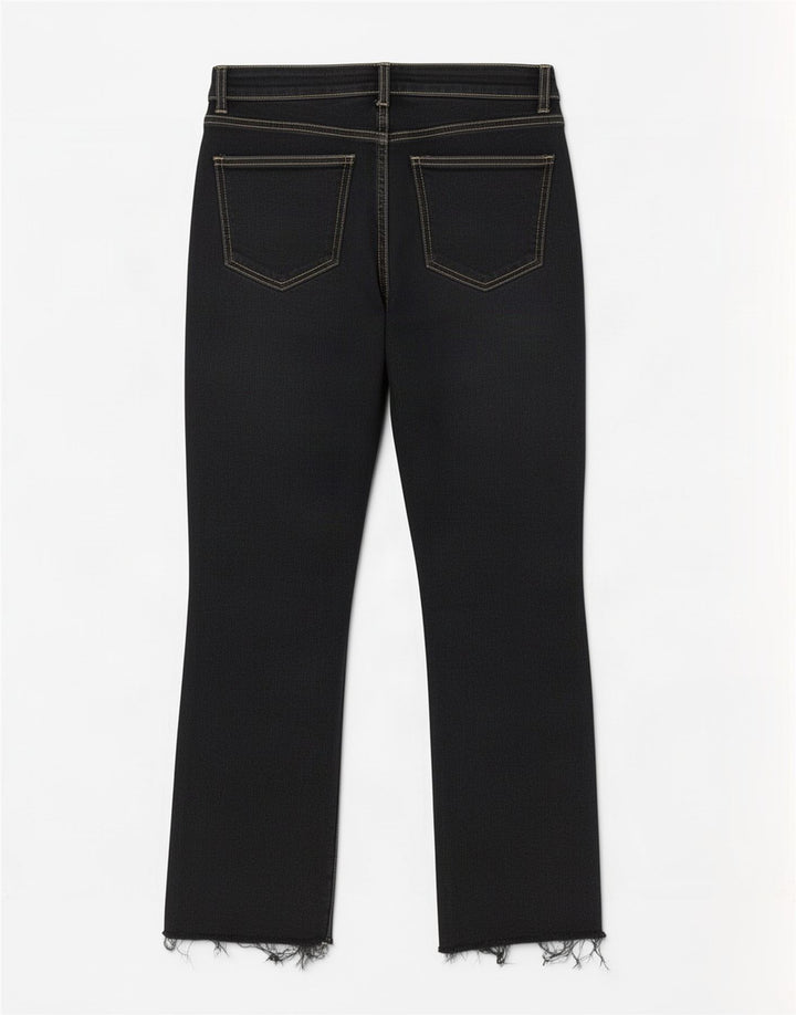 Zara Womens Crop Bootcut Jeans EU 42 Large W32 L26 Black