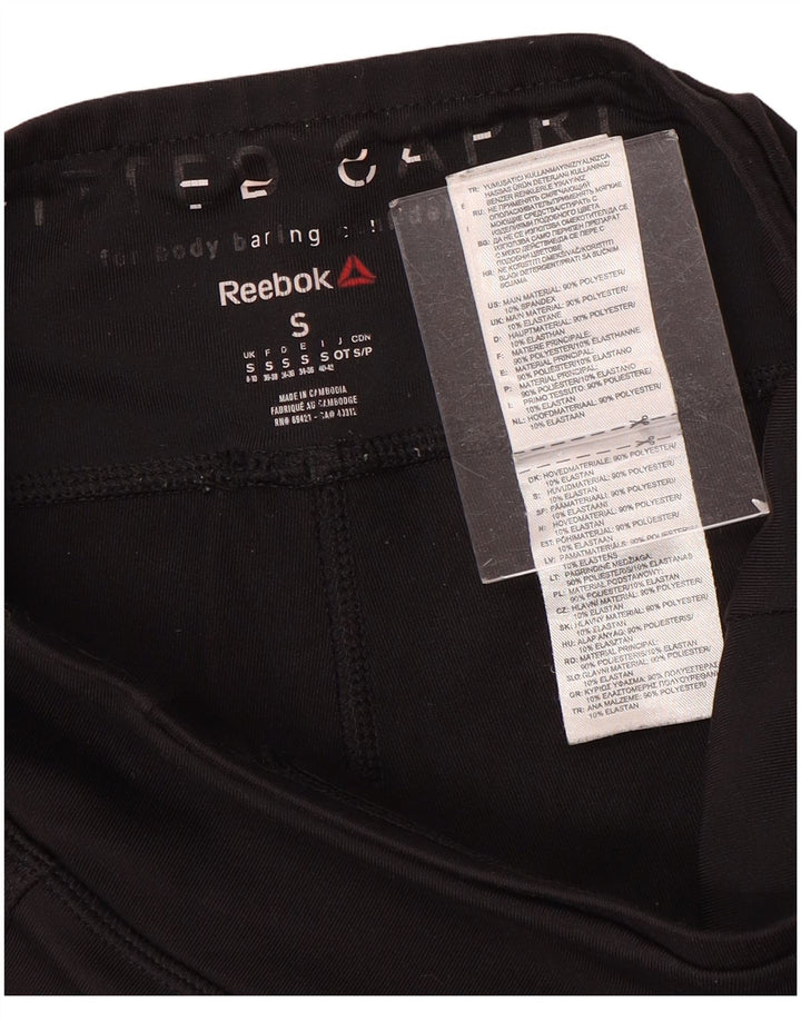 Reebok Γυναικεία Κάπρι Κολάν UK 8/10 Μικρός Μαύρος Πολυεστέρας