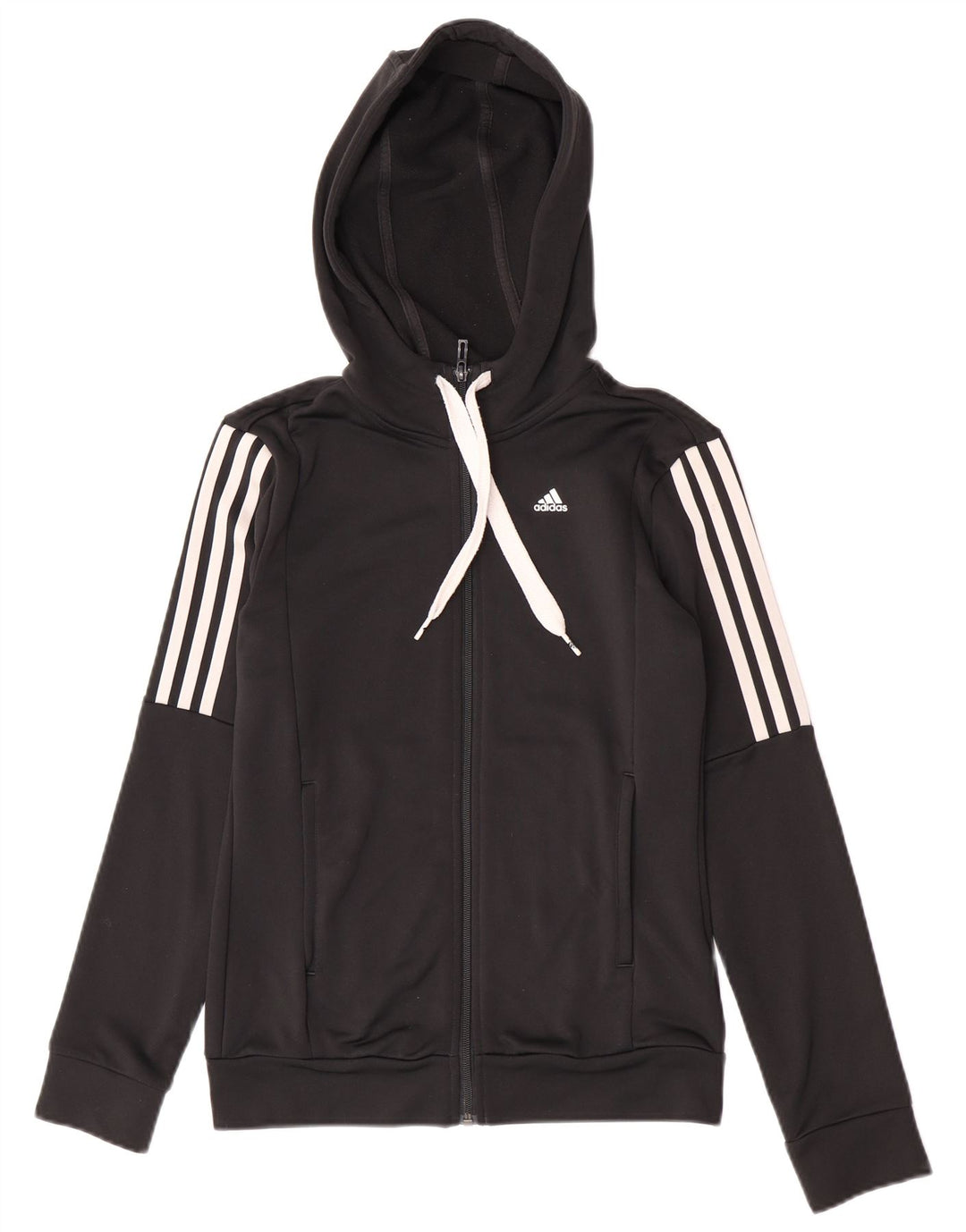 Γυναικείο πουλόβερ με κουκούλα Adidas UK 8/10 Μικρό μαύρο πολυεστέρα
