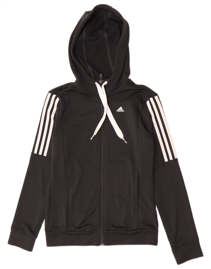 Γυναικείο πουλόβερ με κουκούλα Adidas UK 8/10 Μικρό μαύρο πολυεστέρα