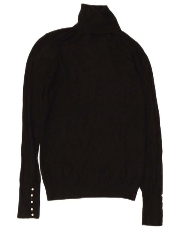 Zara Γυναικείο πουλόβερ με ρολό λαιμόκοψη UK 8 Small Black Viscose