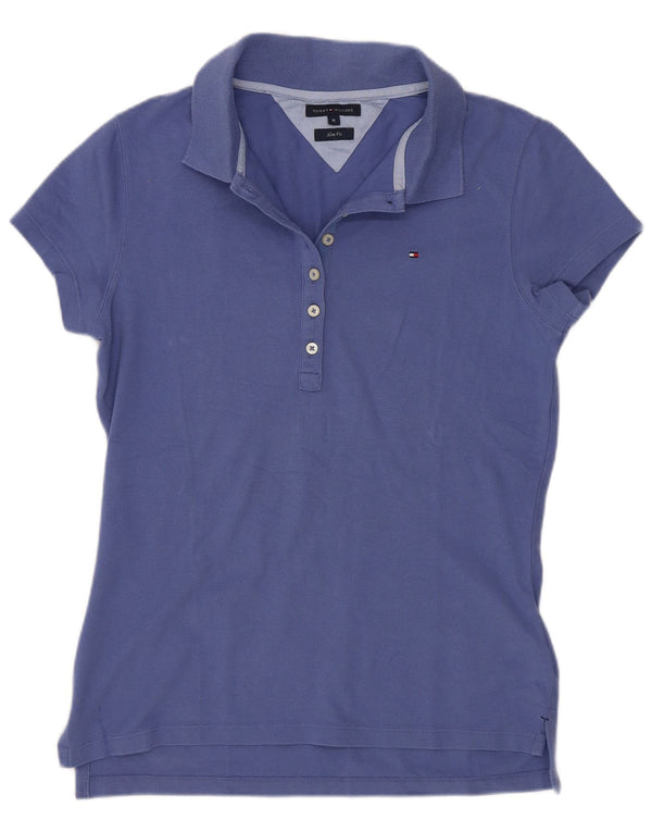 Tommy Hilfiger Γυναικείο Slim Fit Polo Shirt UK 12 Medium Blue Cotton