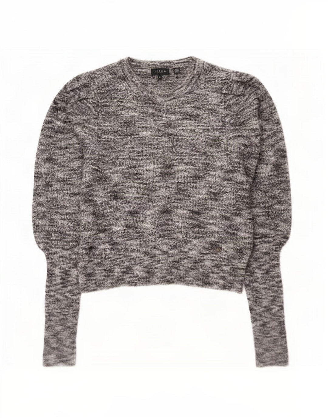 Ted Baker Γυναικείο Crop Boat Neck Jumper πουλόβερ Μέγεθος 2 Small Grey Flecked