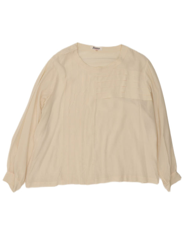 Vintage γυναικεία μακρυμάνικη μπλούζα oversized μπλούζα IT 46 Large Off White Silk
